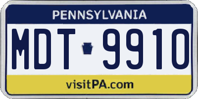 PA license plate MDT9910