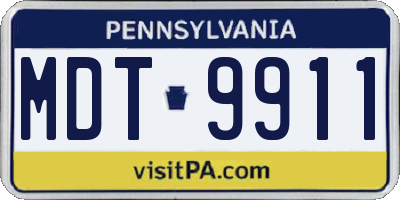 PA license plate MDT9911