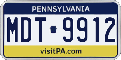 PA license plate MDT9912