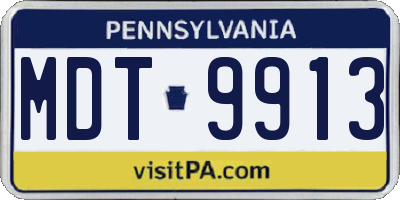 PA license plate MDT9913