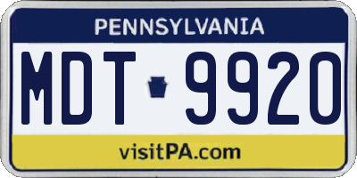 PA license plate MDT9920