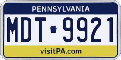 PA license plate MDT9921