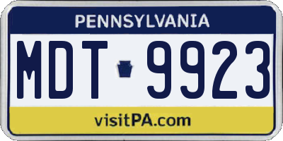 PA license plate MDT9923