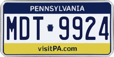 PA license plate MDT9924