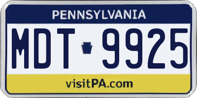 PA license plate MDT9925