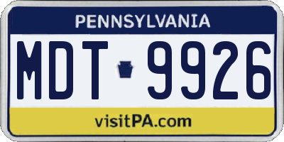 PA license plate MDT9926