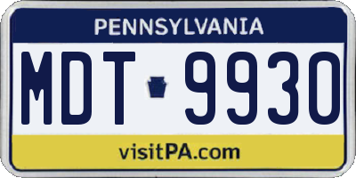 PA license plate MDT9930