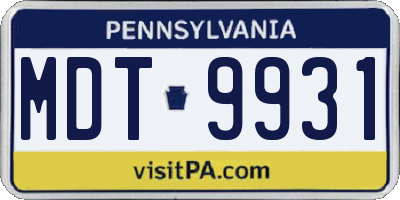 PA license plate MDT9931