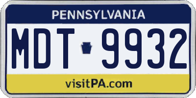 PA license plate MDT9932