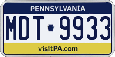 PA license plate MDT9933