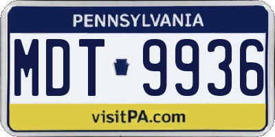PA license plate MDT9936