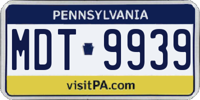 PA license plate MDT9939