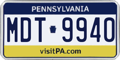 PA license plate MDT9940