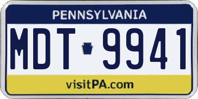PA license plate MDT9941