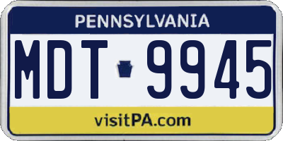 PA license plate MDT9945