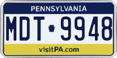 PA license plate MDT9948