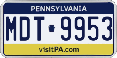 PA license plate MDT9953