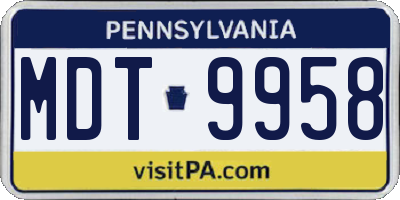 PA license plate MDT9958