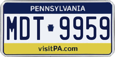 PA license plate MDT9959