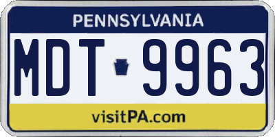 PA license plate MDT9963