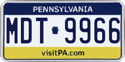 PA license plate MDT9966