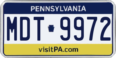 PA license plate MDT9972