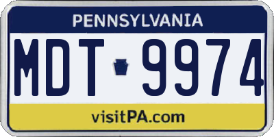 PA license plate MDT9974