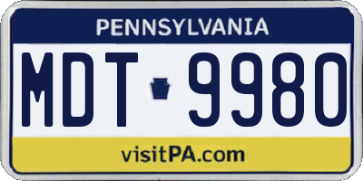 PA license plate MDT9980