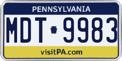 PA license plate MDT9983