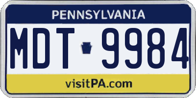 PA license plate MDT9984