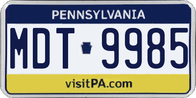 PA license plate MDT9985