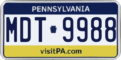 PA license plate MDT9988