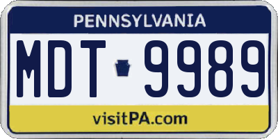 PA license plate MDT9989