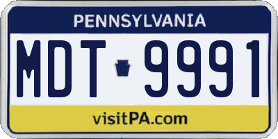 PA license plate MDT9991