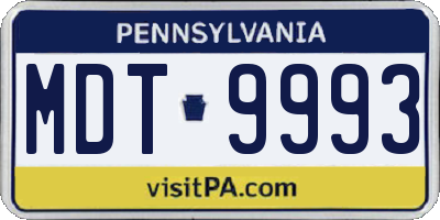 PA license plate MDT9993