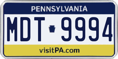 PA license plate MDT9994