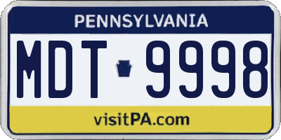 PA license plate MDT9998