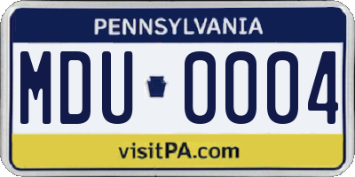 PA license plate MDU0004