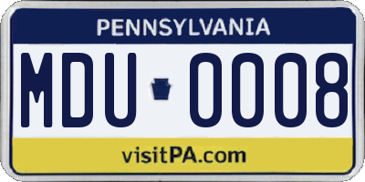 PA license plate MDU0008