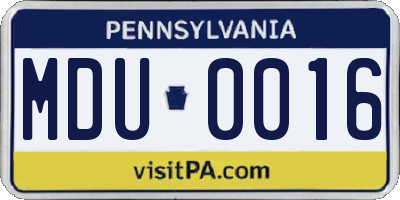 PA license plate MDU0016