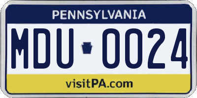 PA license plate MDU0024