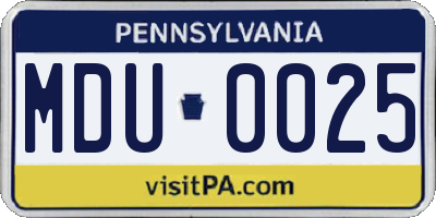 PA license plate MDU0025