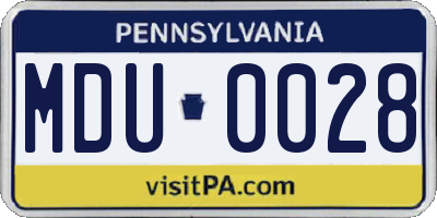 PA license plate MDU0028