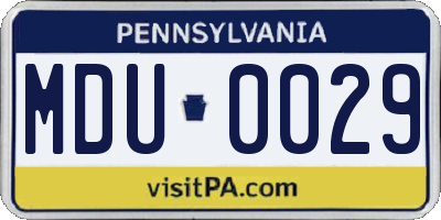 PA license plate MDU0029