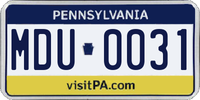 PA license plate MDU0031