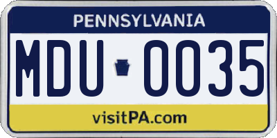 PA license plate MDU0035