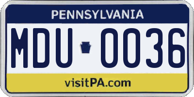 PA license plate MDU0036
