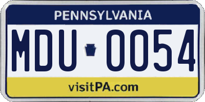PA license plate MDU0054