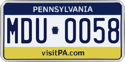 PA license plate MDU0058
