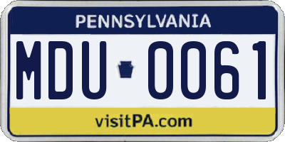 PA license plate MDU0061